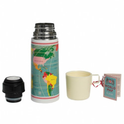 Thermosfles Vintage World + Beker - 350 ml